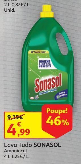 Auchan Lava tudo sonasol amoniacal 4l promoção