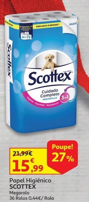 Auchan Papel higiénico scottex megarolo 36r promoção