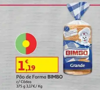 Auchan Pão de forma bimbo com côdea 375g promoção