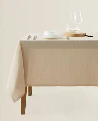 ZARA HOME Toalha de mesa de algodão com brilho e linhas promoção
