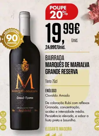 Pingo Doce Bairrada Marques de Marialva Grande Reserva 75cl promoção