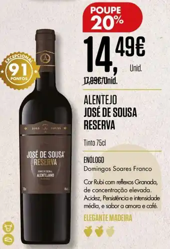 Pingo Doce Alentejo Jose de Sousa Reserva 75cl promoção