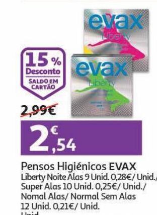 Auchan Pensos higiénicos evax promoção