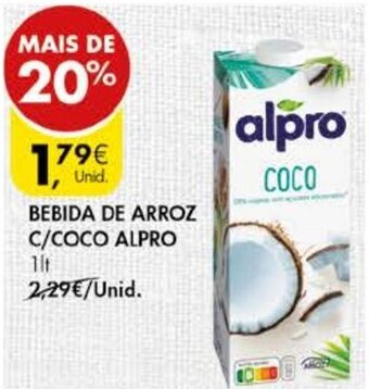 Pingo Doce Bebida de Arroz C/Coco Alpro 1lt promoção