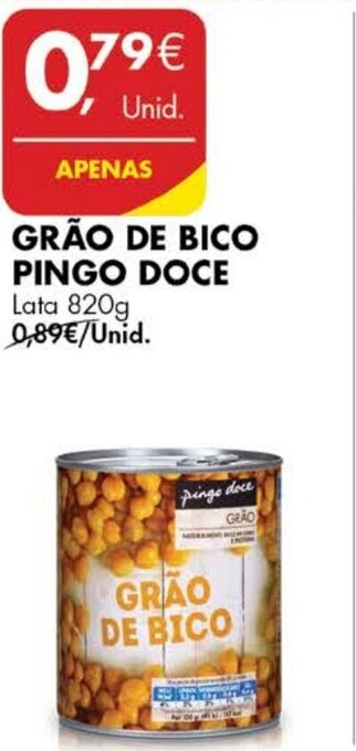 Pingo Doce Grão de Bico Pingo Doce 820g promoção