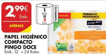 Papel Higiénico Compacto Pingo Doce 12=24 Rolos