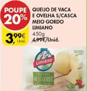 Queijo de Vaca e Ovelha S/Casca Meio Gordo Limiano 450g