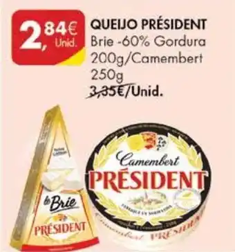 Pingo Doce Queijo Président Brie-60% Gordura 200g/ Camembert 250g promoção