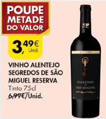 Pingo Doce Vinho Alentejo Segredos de São Miguel Reserva 75cl promoção
