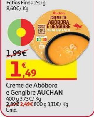 Auchan Creme abóbora e gengibr auchan promoção