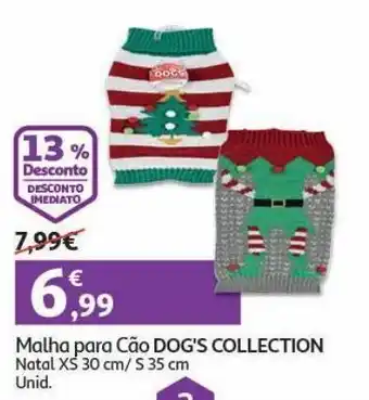 Auchan Malha cão dogs collection natal xs 30cm/ s 35cm promoção
