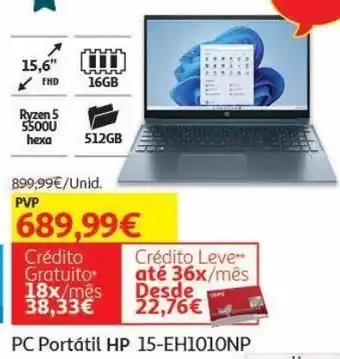 Auchan Pc portátil hp 15.6" r5/16/512gb 15-eh1010np promoção