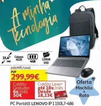 Auchan Pc portátil lenovo ip 1 15ijl7-486 + mala + rato promoção