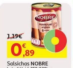 Auchan Salsichas nobre lata 6 uni 250(120)g promoção