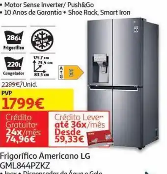 Auchan Frigorifico americano lg inox gml844pzkz promoção