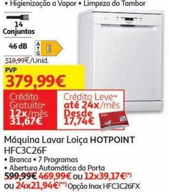 Auchan Maquina lavar loiça hotpoint promoção