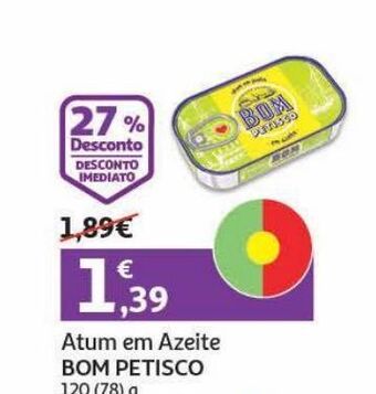 Auchan Atum em azeite bom petisco 120(78)g promoção