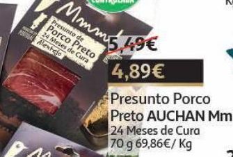 Auchan Presunto porco preto auchan 24m cura prod.controlada 70 g promoção