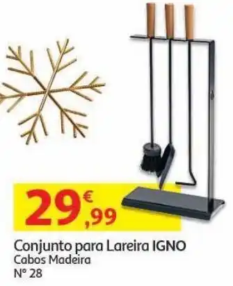 Auchan Conjunto para lareira igno cabos madeira nº28 promoção