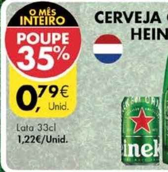 Pingo Doce Cerveja C/ Álcool Heineken Lata 33cl promoção