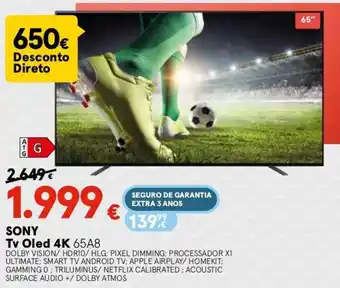 Worten Sony TV OLED 4K 65A8 promoção