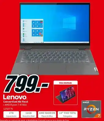 MediaMarkt Lenovo Convertivel Nb Flex5 promoção