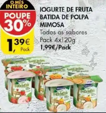 Iogurte de Fruta Batida de Polpa Mimosa Pack 4x129g