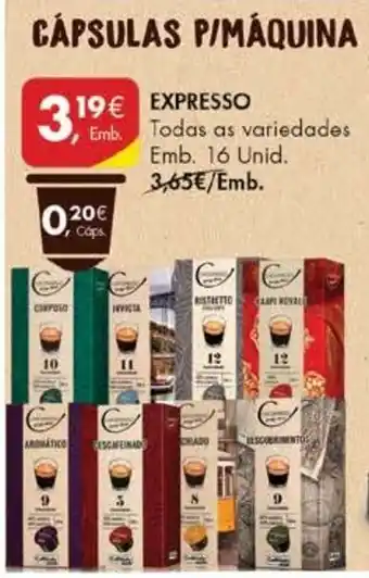 Pingo Doce Cápsulas P/Máquina Expresso 16 Unid promoção