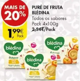 Pingo Doce Puré de Fruta Blédina 4x100g promoção