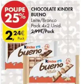 Pingo Doce Chocolate Kinder Bueno Pack 4x2 Unid promoção