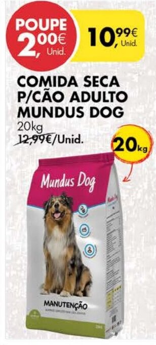 Pingo Doce Comida Seca P/Cão Adulto Mundus Dog 20kg promoção