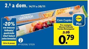 Lidl Massas chef select promoção