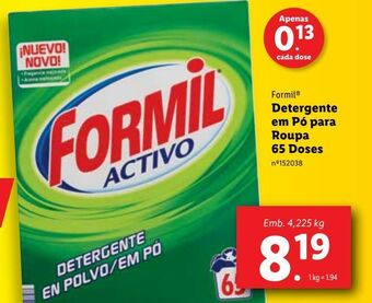 Lidl Detergente em pó formil promoção