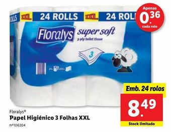 Lidl Papel higiênico floralys promoção