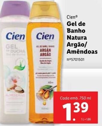 Lidl Gel de banho cien promoção