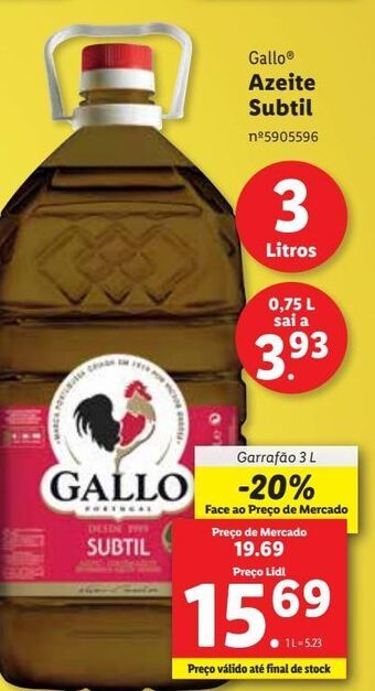 Lidl Azeite gallo promoção