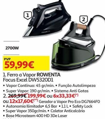 Auchan Ferro a vapor rowenta promoção