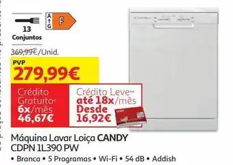 Auchan Maquina lavar loiça candy promoção