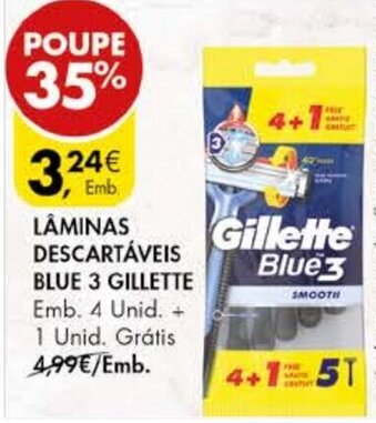 Pingo Doce Lâminas Descartáveis Blue 3 Gillette promoção