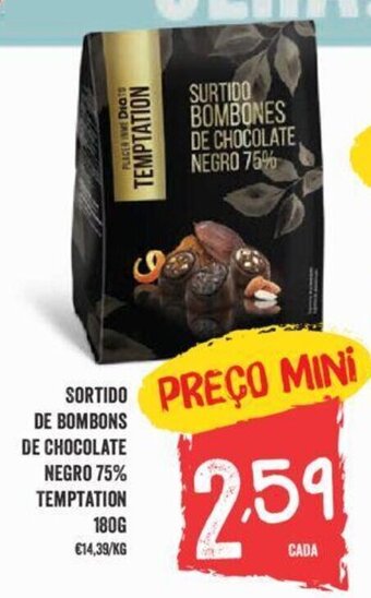 Minipreço Sortido de Bombons de Chocolate Negro 75% Temptation 180g promoção