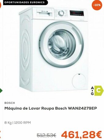 Euronics Bosch Maquina de lavar Roupa 8kg promoção
