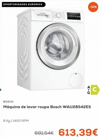 Euronics Bosch Maquina de lavar Roupa 8kg promoção