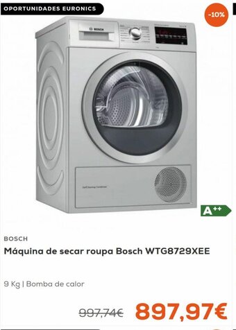 Euronics Bosch Maquina de Secar Roupa 9kg promoção