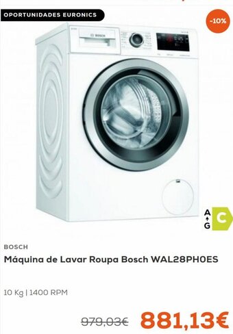 Euronics Bosch Maquina de lavar Roupa 10kg promoção