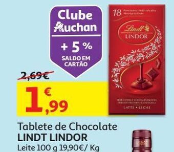 Auchan Tablete chocolate lindt lindor promoção