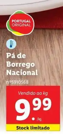 Lidl Pá de borrego nacional promoção