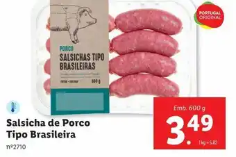 Lidl Salsicha de porco tipo brasileira promoção