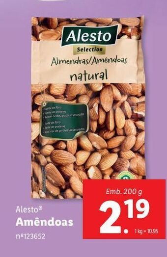 Lidl Amêndoas alesto promoção