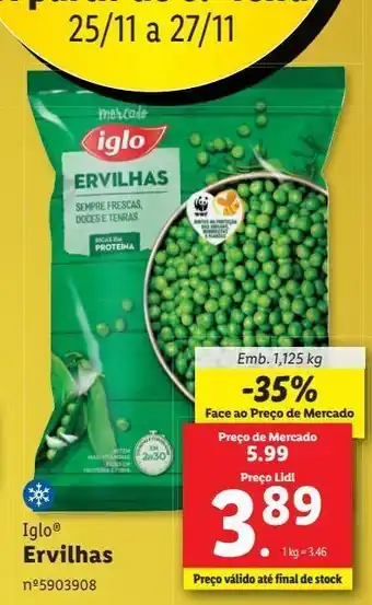 Lidl Ervilhas congeladas iglo promoção