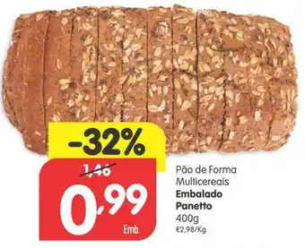 Pão de Forma Multicereais Embalado Panetto 400g